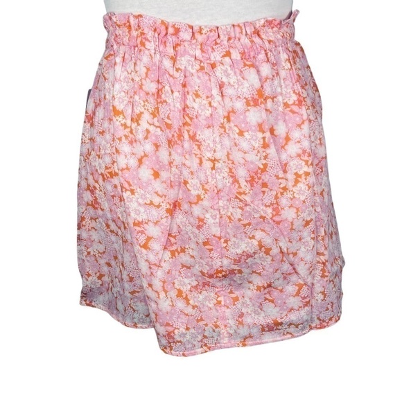 Abound skirt drawstring waist lined aline gauzy coral pink tarry floral size XXS - Picture 5 of 13
